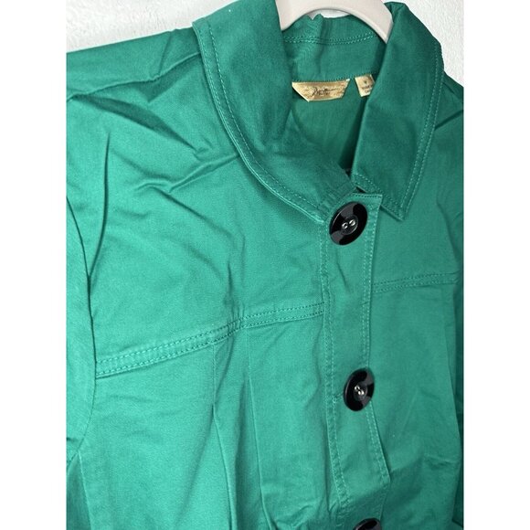 Motto Long Sleeve Button Front Dark Green Jacket w/ Pleat Detailing Size Medium - Picture 2 of 12